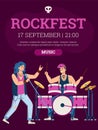 Rock festival, musical concert with performance musicians, singers, music bands. Royalty Free Stock Photo