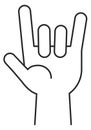 Rock finger gesture line icon. Cool hand sign