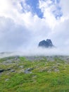 rock with fog in Andalsnes, Norway