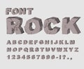Rock Font. Alphabet Of Stones. ABC Made Of Lithic Rock. Stony Le