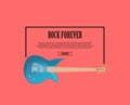 Rock forever poster with blue acoustic guitar Royalty Free Stock Photo