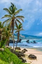 Rock formation on the beach of Bathsheba, East coast of island Barbados, Caribbean Islands - travel destination for vacation