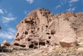 Rock formation  and cave houses in Cappadocia Royalty Free Stock Photo