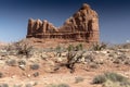 Rock formation and desert brush, Arches National Park Moab Utah Royalty Free Stock Photo