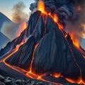 a rock formation with flames