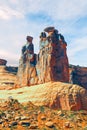 The rock formation known as the Three Gossips in the Courthouse Towers section.Arches National Park.Utah.USA Royalty Free Stock Photo