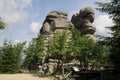 Rock formation Kukulcze Skaly in the Karkonoski National Park in Poland Royalty Free Stock Photo