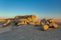 Rock formation in Namib desert in sunset, landscape Royalty Free Stock Photo