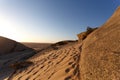 Rock formation in Namib desert in sunset, landscape Royalty Free Stock Photo