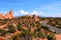 Rock formation and road across Utah, Arches national park USA Royalty Free Stock Photo