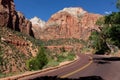 Rock formation and road across Utah, Zion National Park, USA Royalty Free Stock Photo