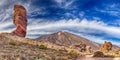 Rock formation Roque cinchado in front of volcano Teide Tenerife, Canary Islands