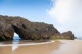 Rock formation in San Antolin beach, Spain Royalty Free Stock Photo