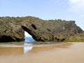 Rock formation in San Antolin beach, Spain Royalty Free Stock Photo