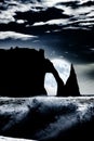 Rock formation in sea under full moon Royalty Free Stock Photo
