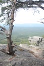 Rock formation overlooking valley.