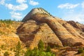 Rock formation of Zion National Park before sunset. Royalty Free Stock Photo