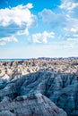 Rock formations at Badlands National Park in South Dakota. Royalty Free Stock Photo