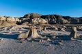 Unusual rock formations form an alien, barren landscape in the Bisti Badlands in New Mexico Royalty Free Stock Photo