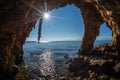 Rock formations on the beach in Loutra Edipsou, Evia, Greece Royalty Free Stock Photo