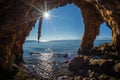 Rock formations on the beach in Loutra Edipsou, Evia, Greece Royalty Free Stock Photo