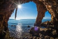 Rock formations on the beach in Loutra Edipsou, Evia, Greece Royalty Free Stock Photo