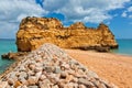 Rock formations in the beautiful beach of Praia Dona Ana, Lagos, Portuga Royalty Free Stock Photo