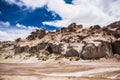 Rock formations and beautiful landscape between Uyuni and La Paz, Bolivia. Royalty Free Stock Photo