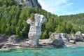 Rock Formations at the Coast, Flowerpot Island Royalty Free Stock Photo