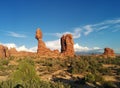 Rock formations in desert landscape at Arches National Park Royalty Free Stock Photo