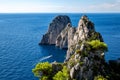 Rock formations Faraglioni, Island Capri, Gulf of Naples, Italy, Europe Royalty Free Stock Photo