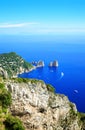 Rock formations Faraglioni, Island Capri, Gulf of Naples, Italy, Europe Royalty Free Stock Photo