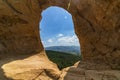 Rock formations formed an arch in the form of a ring on the top of the mountain