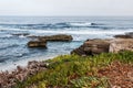 Rock formations and Iceplant in La Jolla, California