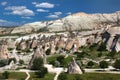 Rock formations near the ancient cave city of Zelve in Cappadocia, Turkey Royalty Free Stock Photo