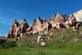 Rock formations near the Zelve valley in Cappadocia, Turkey Royalty Free Stock Photo