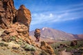 Rock formations and Pico del Teide volcano Royalty Free Stock Photo