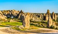 Rock formations of Rose Valley at Goreme National Park in Turkey Royalty Free Stock Photo