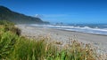 Rock formations and scenic landscape at Motukiekie Beach in New Zealand Royalty Free Stock Photo