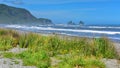 Rock formations and scenic landscape at Motukiekie Beach in New Zealand Royalty Free Stock Photo