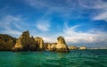 Rock formations in the sea, Lagos, Portugal Royalty Free Stock Photo