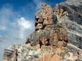 Rock formations on the Tofana di Mezzo peak Royalty Free Stock Photo
