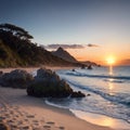 rock formations at Wharariki Beach in Nelson, New Zealand.