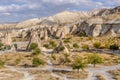 Rock formations at Zelve in Cappadocia, Turkey. Royalty Free Stock Photo