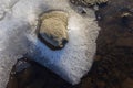 Rock, frozen water and ice crystals viewed from above