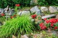 Rock garden with solar lamp