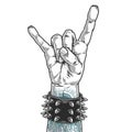 Rock fan gesture monochrome sticker