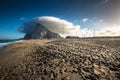 The Rock of Gibraltar from the beach of La Linea, Spain Royalty Free Stock Photo