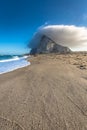 The Rock of Gibraltar from the beach of La Linea, Spain Royalty Free Stock Photo