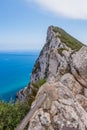 The Rock of Gibraltar famous for its elevation of 400 meters above the Mediterranean Sea, Europe Royalty Free Stock Photo
